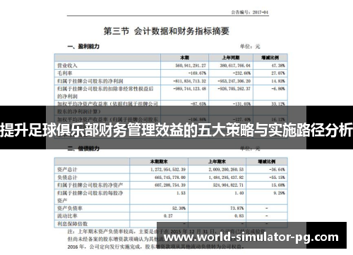 提升足球俱乐部财务管理效益的五大策略与实施路径分析